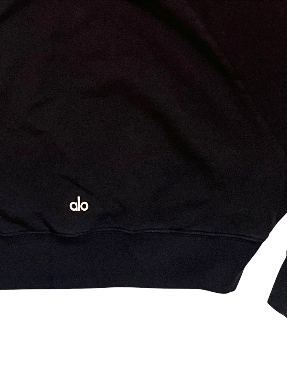 Alo Yoga Cropped Double Take Hoodie Pullover Small Black French Terry Relaxed